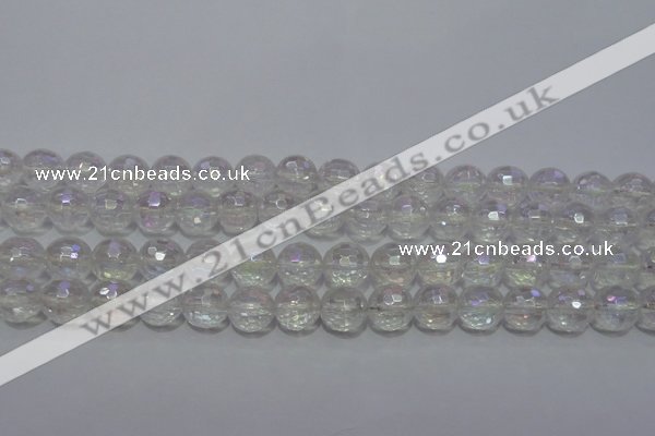 CCC411 15.5 inches 6mm faceted round AB-color white crystal beads