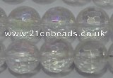 CCC412 15.5 inches 8mm faceted round AB-color white crystal beads