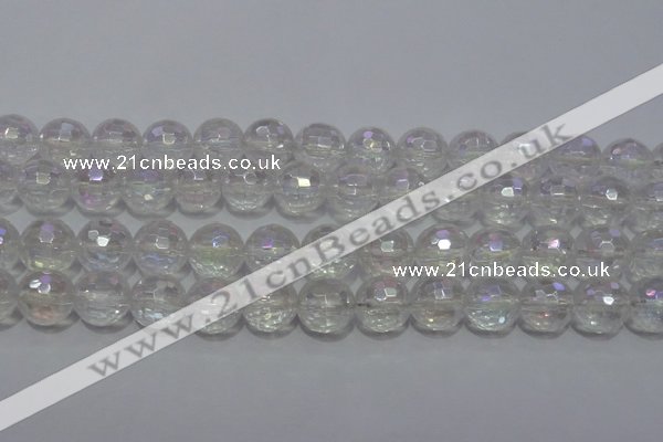 CCC413 15.5 inches 10mm faceted round AB-color white crystal beads