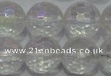 CCC414 15.5 inches 12mm faceted round AB-color white crystal beads