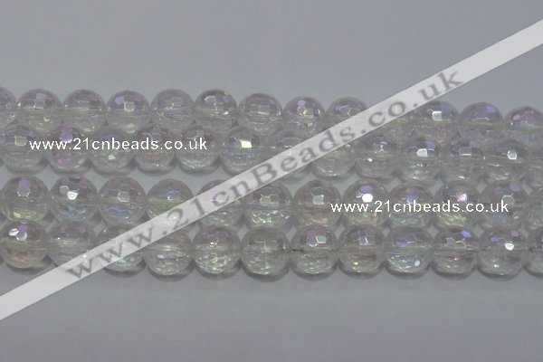 CCC414 15.5 inches 12mm faceted round AB-color white crystal beads