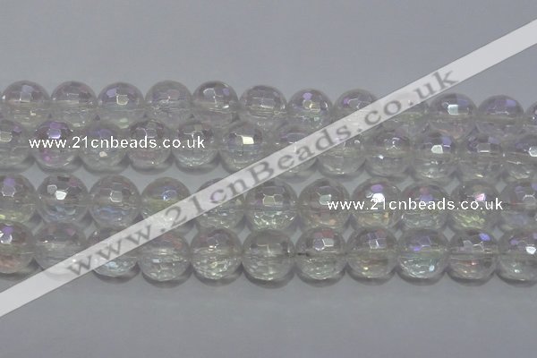 CCC415 15.5 inches 14mm faceted round AB-color white crystal beads