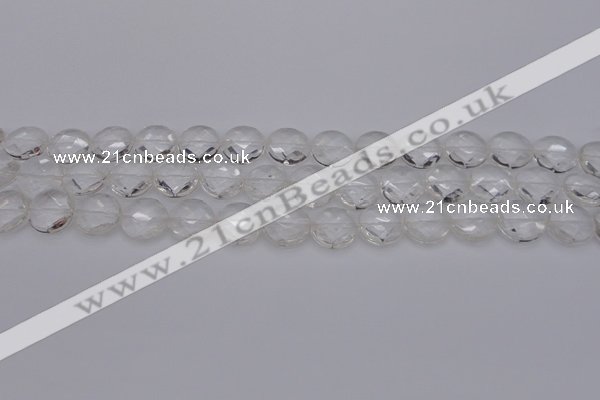 CCC502 15.5 inches 8mm faceted coin natural white crystal beads