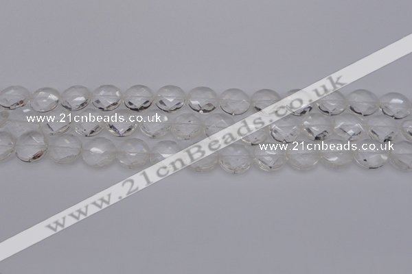 CCC503 15.5 inches 10mm faceted coin natural white crystal beads