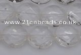 CCC504 15.5 inches 12mm faceted coin natural white crystal beads