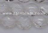 CCC504 15.5 inches 12mm faceted coin natural white crystal beads