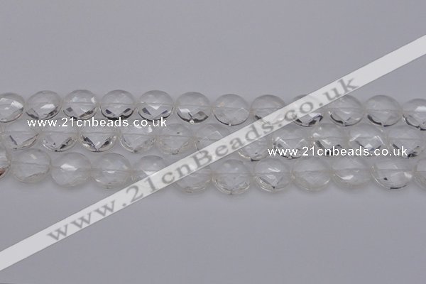 CCC506 15.5 inches 16mm faceted coin natural white crystal beads