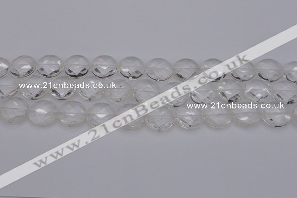 CCC507 15.5 inches 18mm faceted coin natural white crystal beads