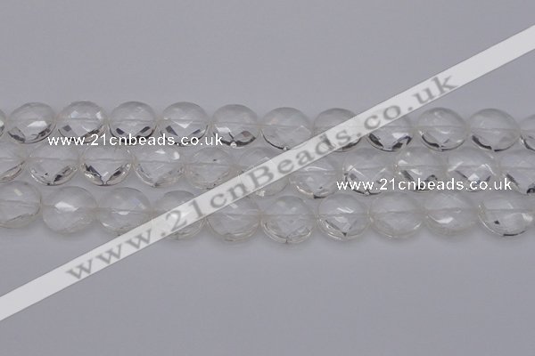 CCC508 15.5 inches 20mm faceted coin natural white crystal beads