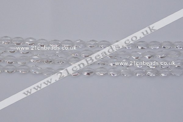 CCC512 15.5 inches 8*12mm faceted oval natural white crystal beads