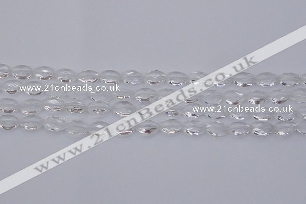 CCC513 15.5 inches 10*14mm faceted oval natural white crystal beads