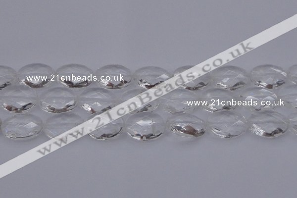 CCC518 15.5 inches 20*30mm faceted oval natural white crystal beads