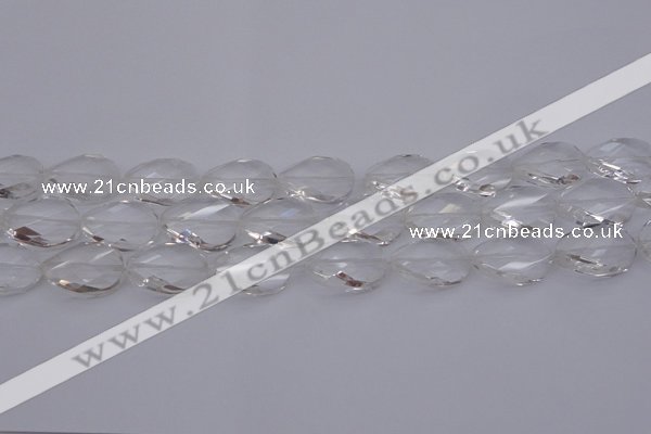 CCC520 15.5 inches 15*20mm twisted & faceted oval white crystal beads