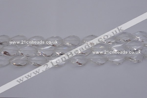 CCC520 15.5 inches 15*20mm twisted & faceted oval white crystal beads