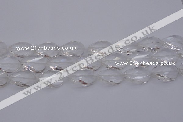 CCC522 15.5 inches 20*30mm twisted & faceted oval white crystal beads