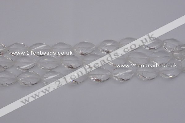 CCC525 15.5 inches 15*20mm twisted & faceted teardrop white crystal beads