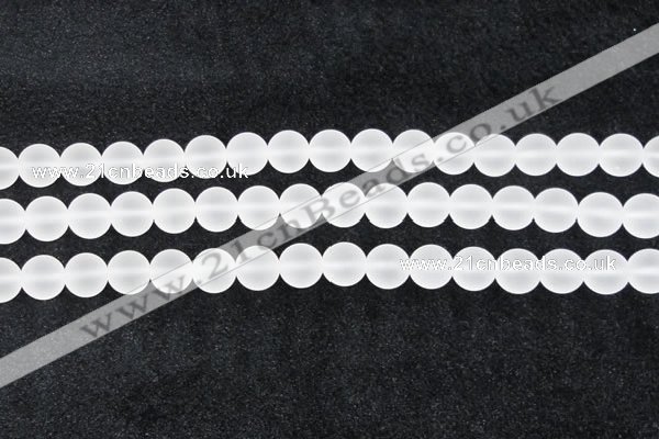 CCC604 15.5 inches 12mm round matte natural white crystal beads