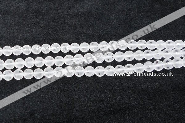 CCC607 15.5 inches 8mm faceted round matte natural white crystal beads