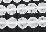 CCC608 15.5 inches 10mm faceted round matte natural white crystal beads