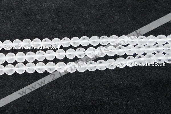 CCC608 15.5 inches 10mm faceted round matte natural white crystal beads