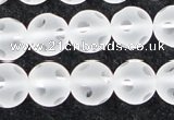 CCC609 15.5 inches 12mm faceted round matte natural white crystal beads