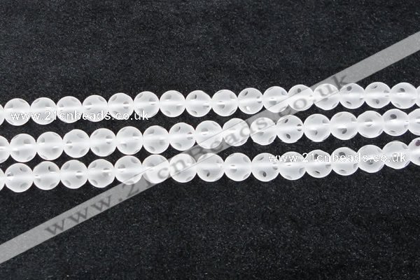 CCC609 15.5 inches 12mm faceted round matte natural white crystal beads