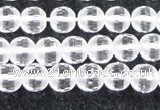 CCC611 15.5 inches 6mm faceted round matte natural white crystal beads