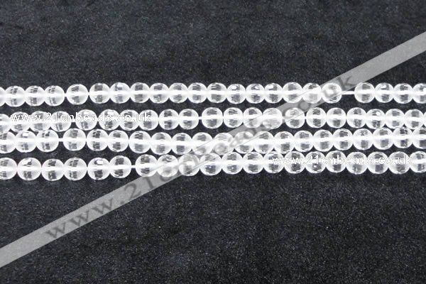 CCC612 15.5 inches 8mm faceted round matte natural white crystal beads