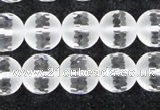 CCC613 15.5 inches 10mm faceted round matte natural white crystal beads