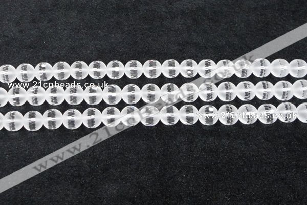 CCC613 15.5 inches 10mm faceted round matte natural white crystal beads