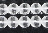 CCC614 15.5 inches 12mm faceted round matte natural white crystal beads