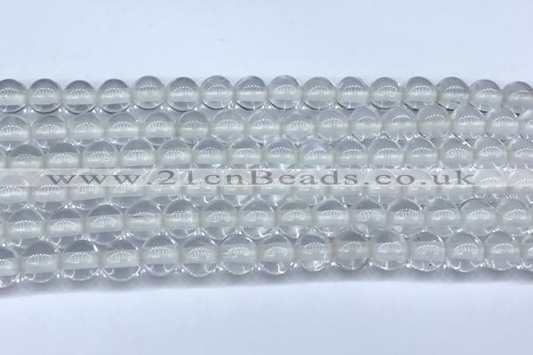 CCC637 15 inches 8mm round white crystal beads, 2mm hole