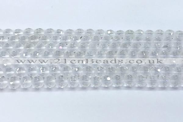 CCC640 15 inches 6mm faceted round white crystal beads