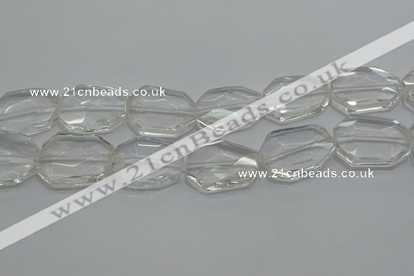 CCC815 15.5 inches 25*30mm faceted freeform natural white crystal beads