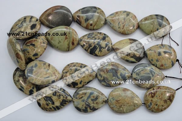 CCD09 15.5 inches 30*40mm flat teardrop cordierite beads wholesale