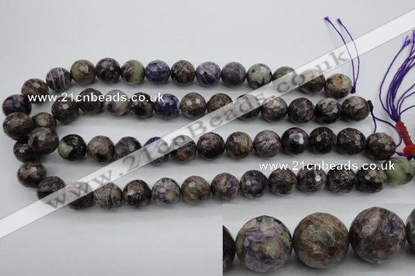 CCG55 15.5 inches 14mm faceted round natural charoite beads