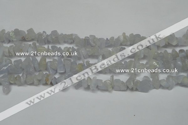 CCH218 34 inches 5*8mm blue chalcedony chips gemstone beads wholesale