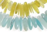 CCH22 16 inches Korea jade & amazonite chips gemstone beads