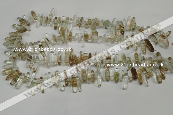 CCH340 15.5 inches 5*20mm gold sand quartz chips beads wholesale