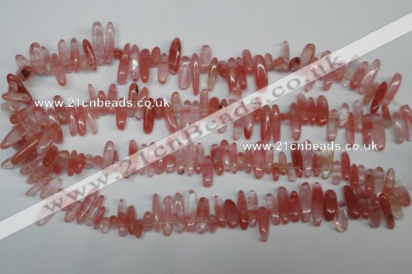 CCH341 15.5 inches 5*20mm cherry quartz chips beads wholesale