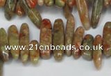 CCH342 15.5 inches 5*20mm New unakite chips gemstone beads wholesale