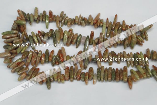 CCH342 15.5 inches 5*20mm New unakite chips gemstone beads wholesale