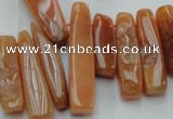 CCH406 15.5 inches 6*25mm - 12*38mm red aventurine chips beads