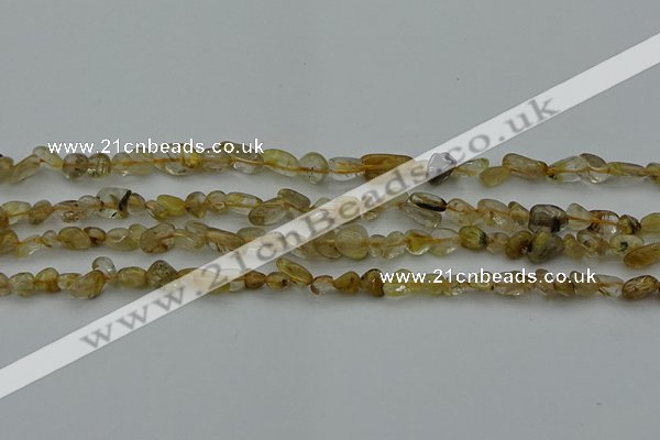 CCH673 15.5 inches 4*6mm - 5*8mm golden rutilated quartz chips beads