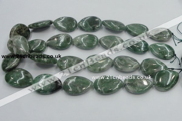 CCJ08 15.5 inches 22*30mm flat teardrop natural African jade beads