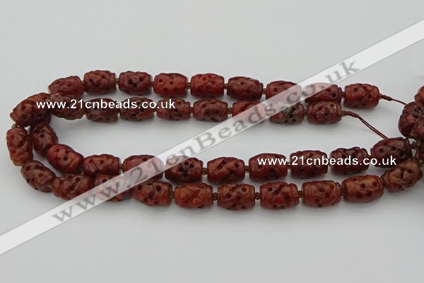 CCJ325 15.5 inches 12*16mm - 13*18mm carved drum China jade beads