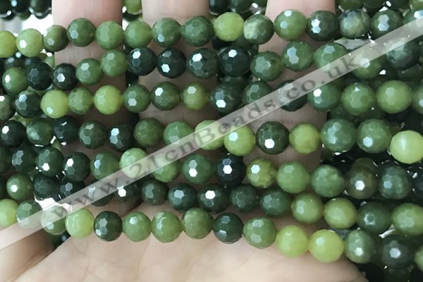 CCJ337 15.5 inches 6mm faceted round China green jade beads