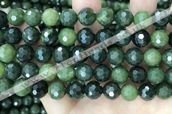 CCJ340 15.5 inches 12mm faceted round China green jade beads