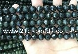 CCJ344 15.5 inches 8mm faceted round dark green jade beads