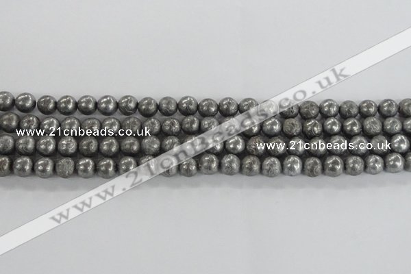 CCJ350 15.5 inches 8mm carved round plated China jade beads